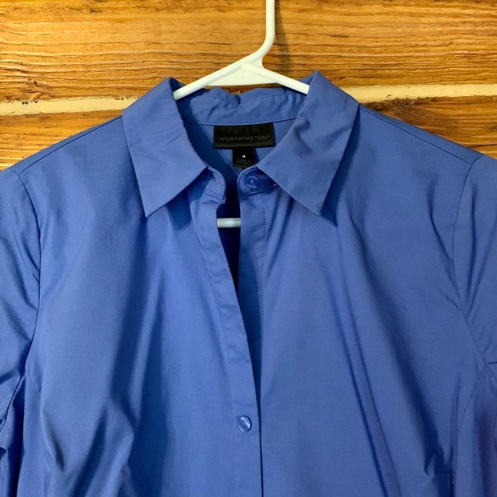 Worthington Blue Button Down Dress Shirt Size 4 - Picture 2 of 6
